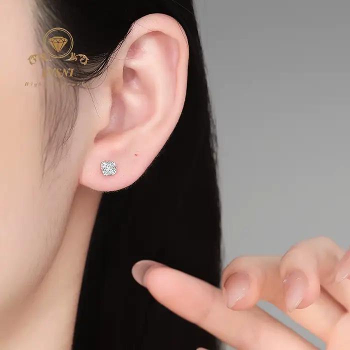 Boucles d'oreilles en argent massif 925 serties de moissonite brillante et diamants de qualité supérieure bijoux luxueux pour femmes occasions spéciales