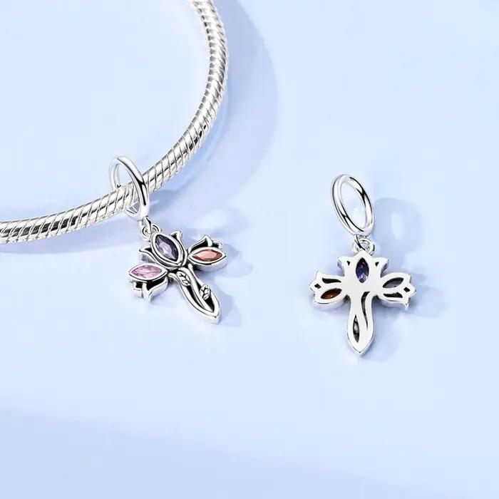 Breloques en argent 925 Saint François Cheval Croix Lumineuse Perles Notre-Dame Pendentif Compatible Bracelets Originaux Femme Bijoux DIY Cadeaux