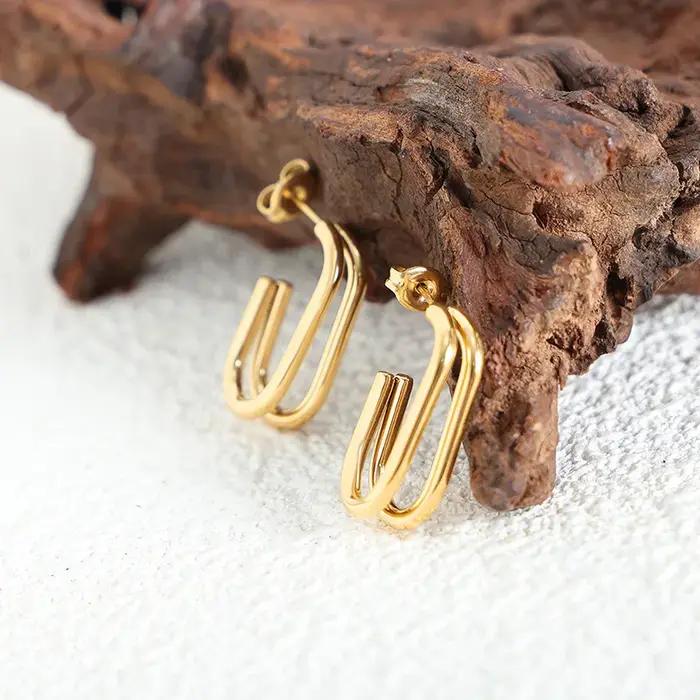 Boucles d'Oreilles Géométriques Carrées pour Femme
