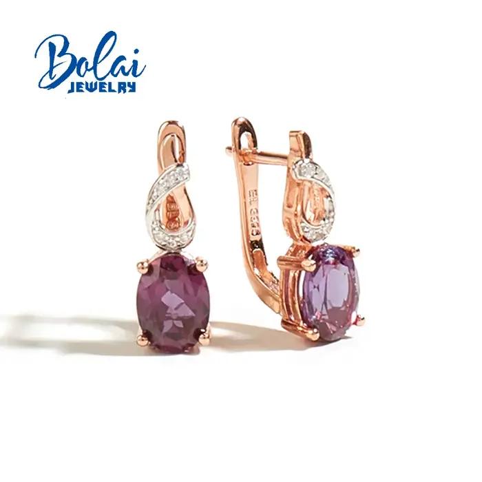 Boucle d'oreille élégante en argent Sterling 925, avec changement de couleur créé, pierre alexandre