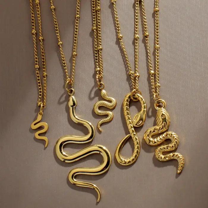 Pendentif collier pour les femmes d'or clip perle chaîne serpent