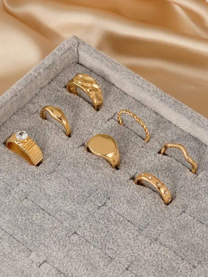Ensemble de bagues épaisses pour femmes avec accent CZ
