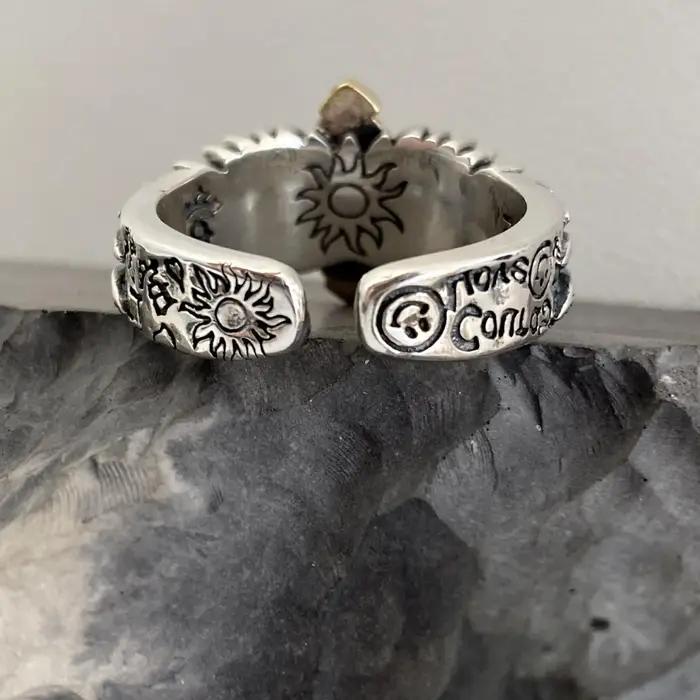 Bague Graffiti rétro en plumes croisées pour homme punk gothique rock hip hop unisexe bijou occasion festive concert