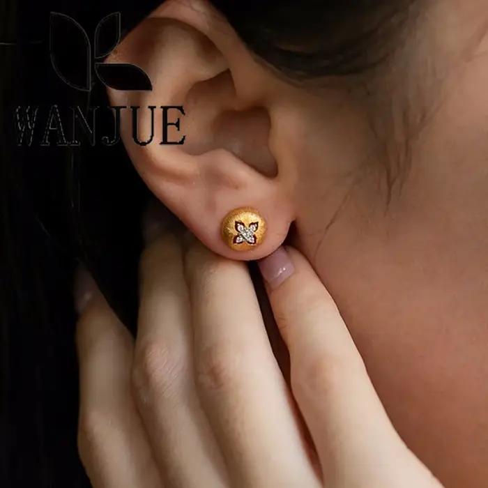 Boucles d'oreilles brossées de style palais rétro pour femmes