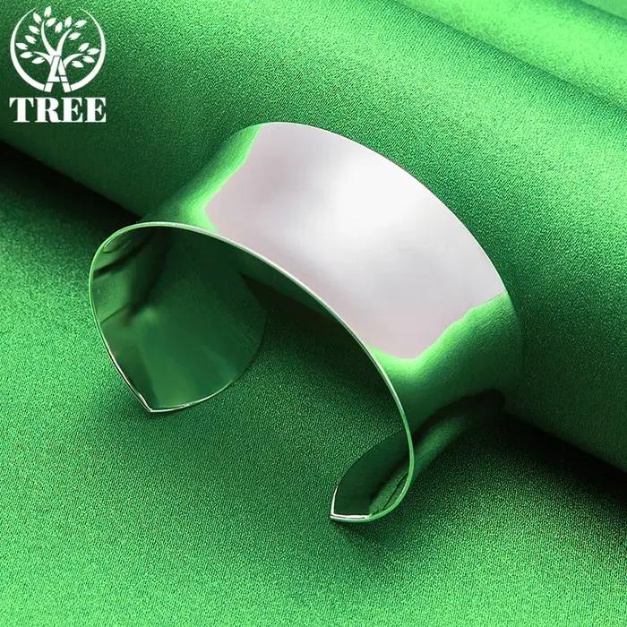 Bracelet ouvert rond large réglable en argent Sterling 925