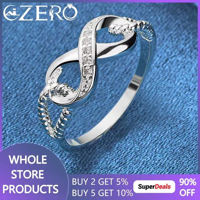 ALIZERO – bague en argent Sterling 925 et Zircon en forme de 8, pour femmes, bague de mariage, brace