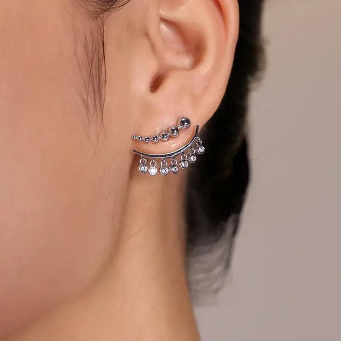 ANENJERY perles glands incrusté Zircon boucles d'oreilles pour les femmes mode personnalité bijoux cadeaux en gros fête