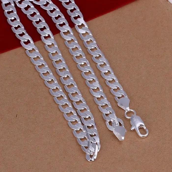 Collier fin en argent massif 925 pour engagement et occasions spéciales homme femme chaîne figaro élégant noble