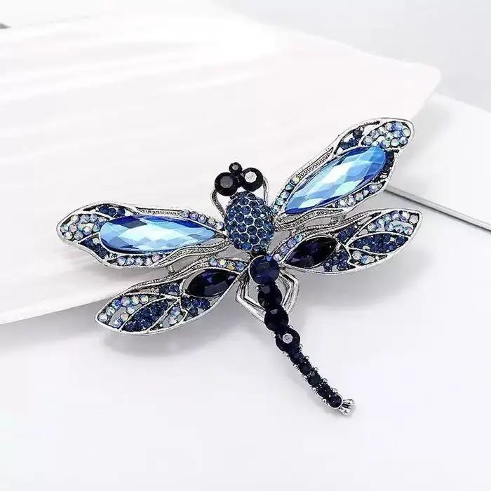 Broche libellule Vintage en cristal pour femmes