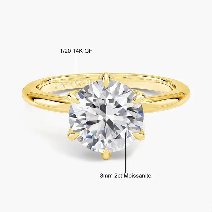 SDOOU – bague Solitaire en Moissanite à Six griffes