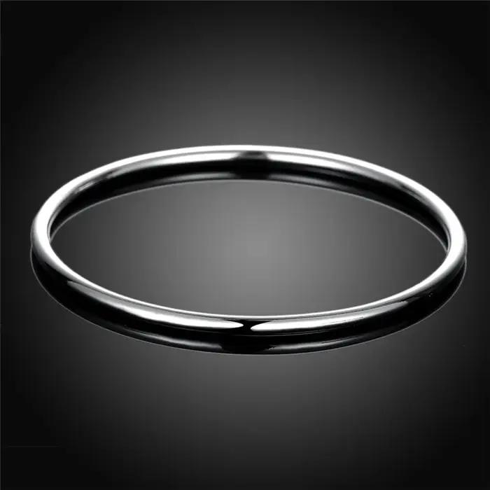 DOTEFFIL 925 Bracelet en argent massif personnalité de la mode Simple bracelets lisses pour les femmes bijoux de fiançailles de mariage
