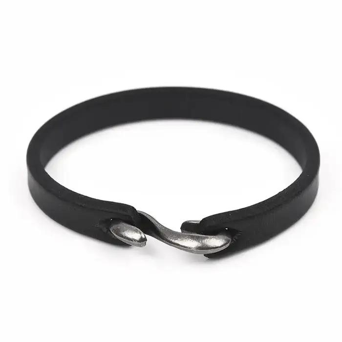 Bracelet rétro en cuir véritable pour homme et femme, bijou classique à crochets, couleur noir, marron, Orange, idéal comme cadeau
