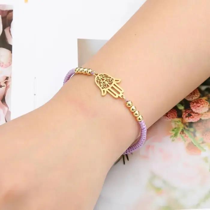 LIKGREAT classique main de Fatima Bracelets réglables amulette porte-bonheur Hamsa bijoux spirituels en acier inoxydable hommes femmes Wiccan cadeau