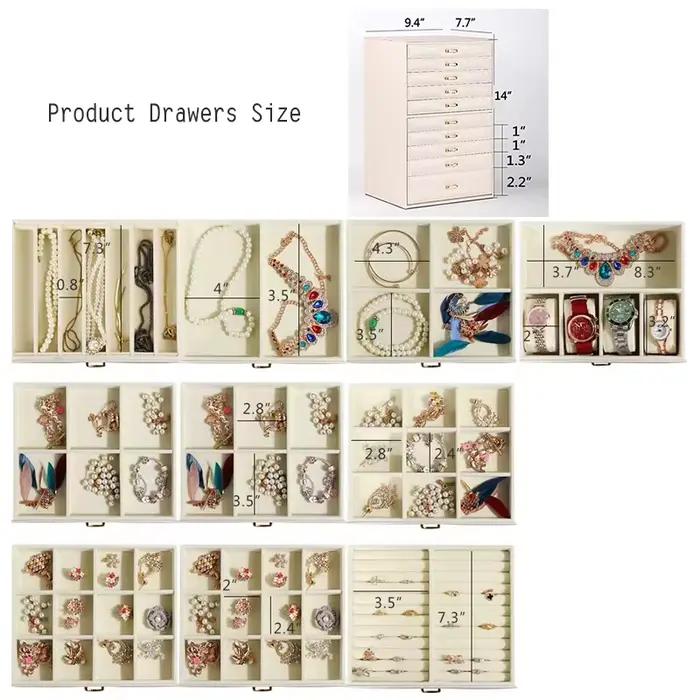 Grande boîte de rangement pour bijoux pour femmes