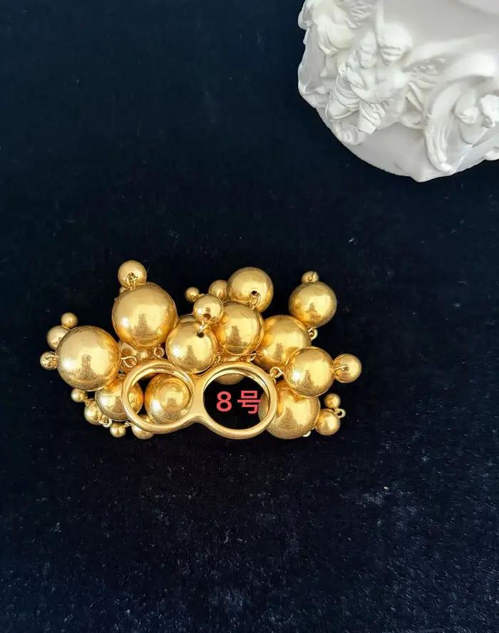 Collier, bracelet et bague rétro en laiton doré mat, plaqué or, pour femme, marque de créateur europ