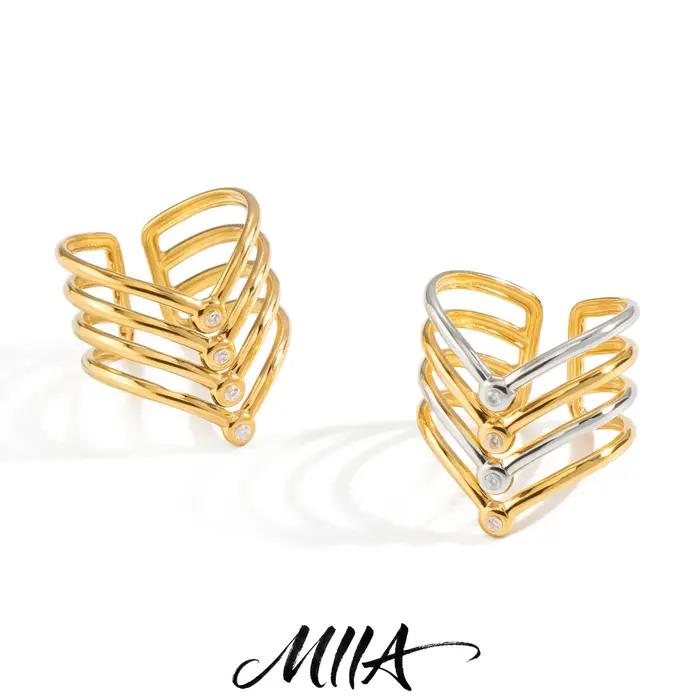 Bague ouverte multicouche en zircon Miia Jewelry