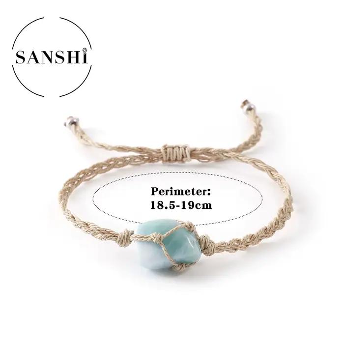 Bracelet en pierre naturelle tissée à la main