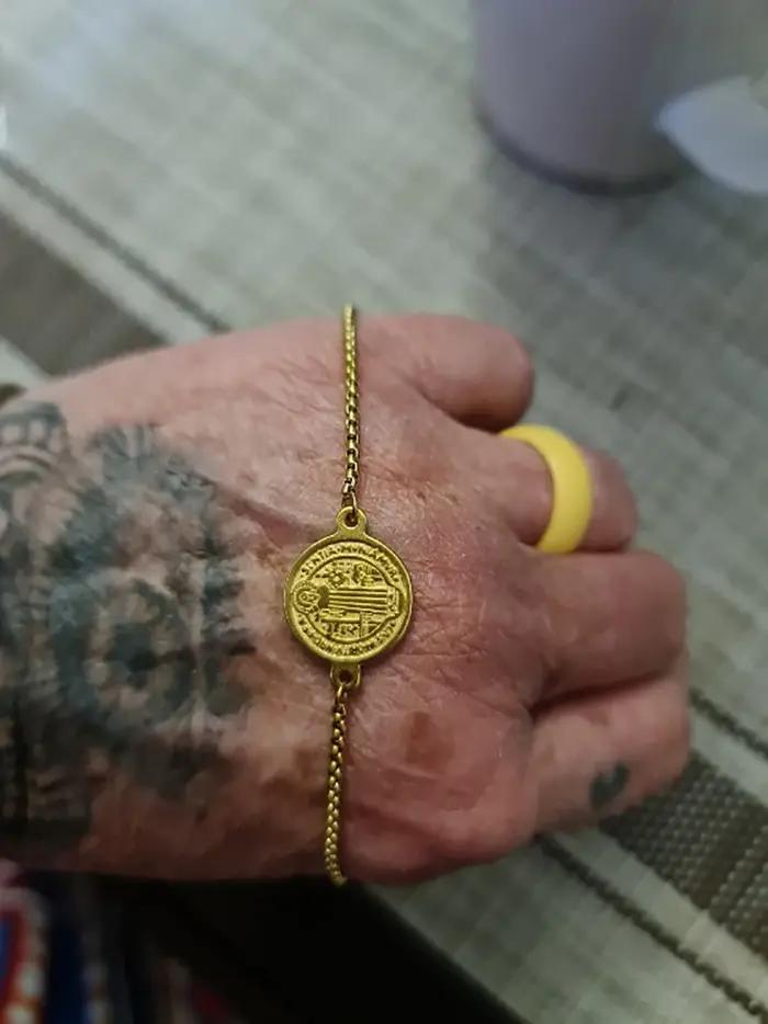 Bracelet médaille de Saint benoît en acier inoxydable