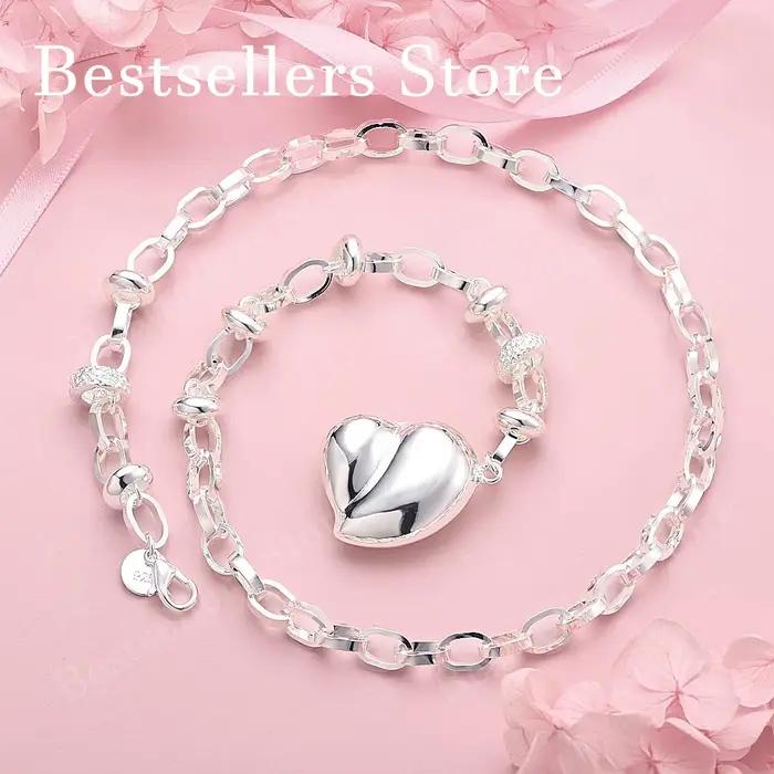 Collier Cœur Élégant et Brillant en Argent Sterling 925 pour Femme – Accessoire de Mode pour Fête et Fiançailles