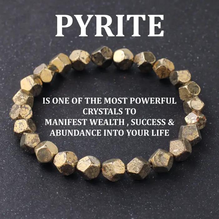 Bracelet de prospérité en pyrite et chalcopyrite fait main pour femmes et hommes bijou énergétique et protecteur pour toutes les occasions