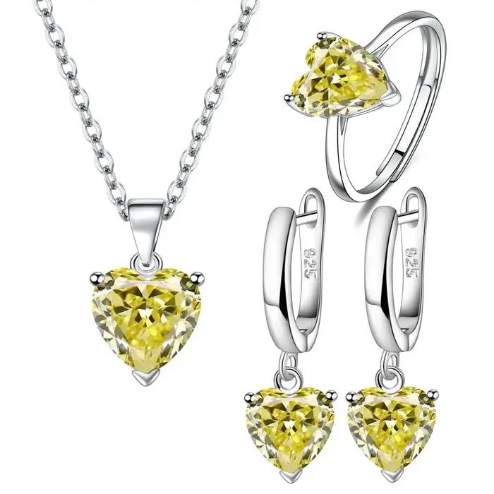 Ensemble de bijoux en argent 925 en Zircon en forme de cœur