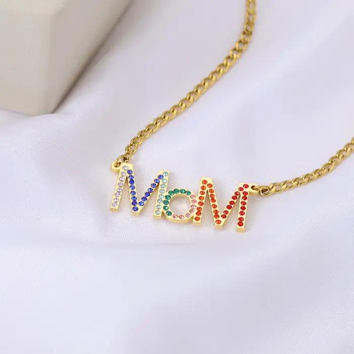Collier en strass pour maman en or, collier pour mère de la famille avec boîte à roses, collier d'amour, anniversaire de maman, cadeaux de fête des mères