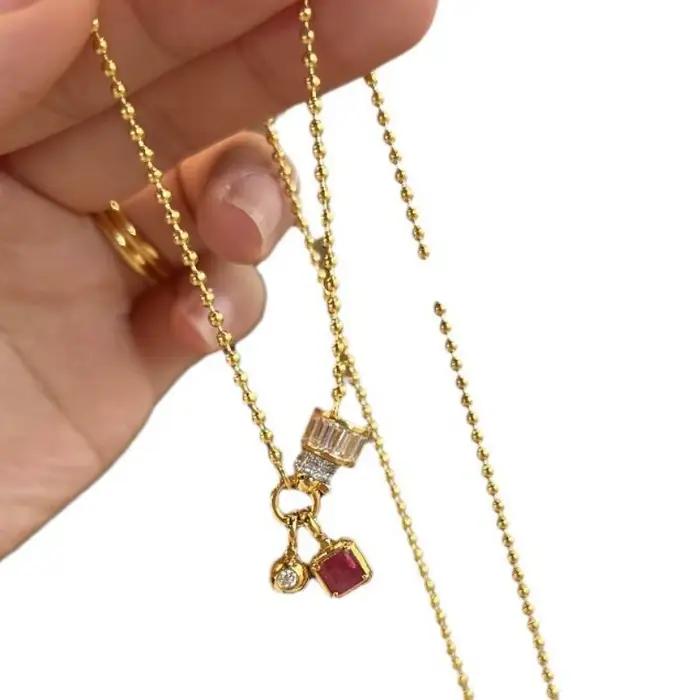 Collier en calcédoine verte de luxe, irrégulier, vintage, exquis, haute qualité, chaîne UR, bijoux créatifs