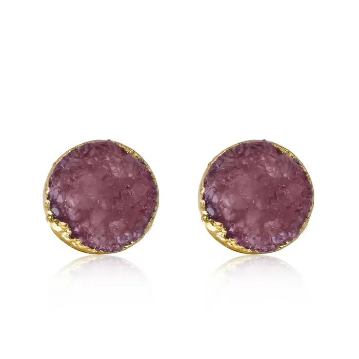 Sanshi bijoux mode boucle d'oreille cristal goujons boucles d'oreilles pour femmes hommes rond clair pierre naturelle cristal oreille bijoux accessoires