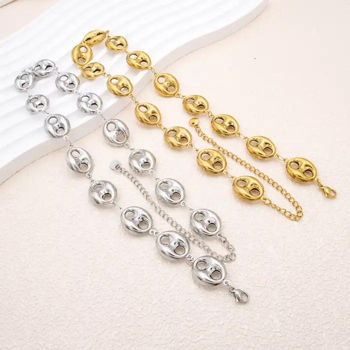 Collier chaîne à breloques grain de café acier inoxydable 316L femme élégant cadeau occasion spéciale