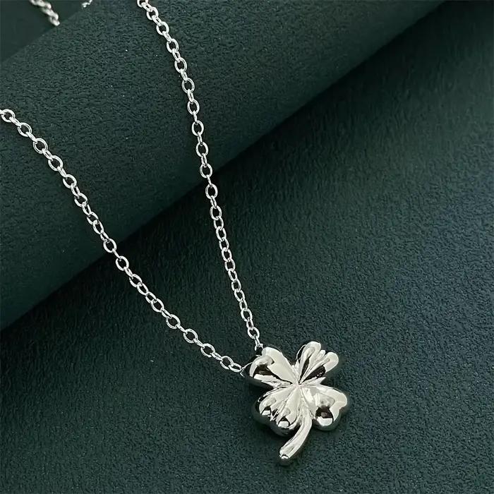 Collier pendentif petit trèfle à quatre feuilles en argent Sterling 925, bijoux de luxe simples pour