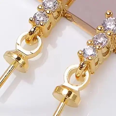 Boucles d'oreilles en perles d'or 14K, Base de réglage, Simple, mode, fait à la main, résultats de fabrication de bijoux, 19 styles de tempérament
