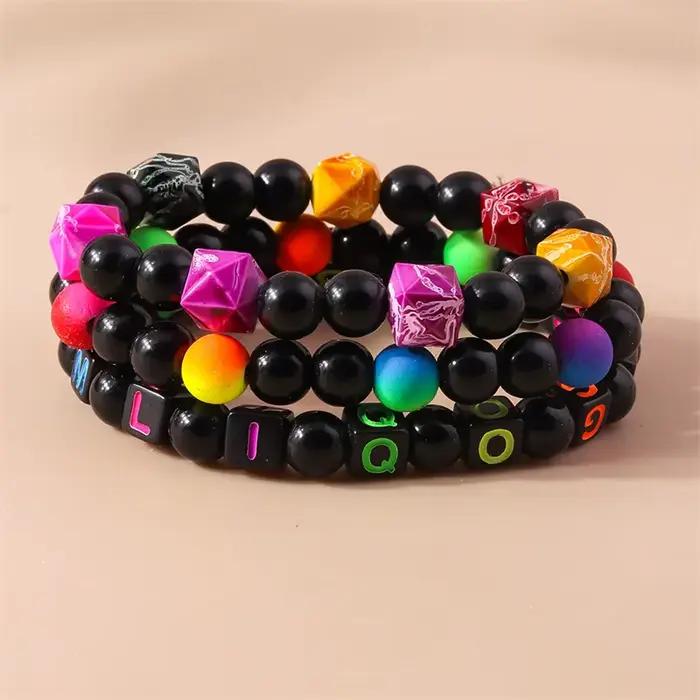 Bracelet de perles fait à la main pour femmes, bracelets et bracelets élastiques, perles colorées, fête de filles, décoration de bijoux de vacances, mode