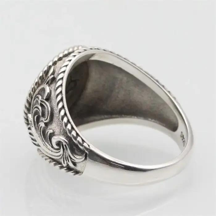 Bague antique en argent regardé 925 pour hommes