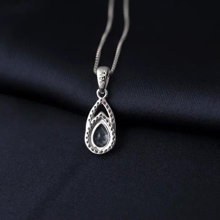 Potiy Pear – collier avec pendentif en topaze bleue naturelle