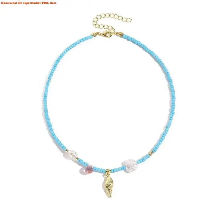Collier bohème coloré pour femmes et filles, chaîne de cou perlée réglable, accessoire de mode Uniqu
