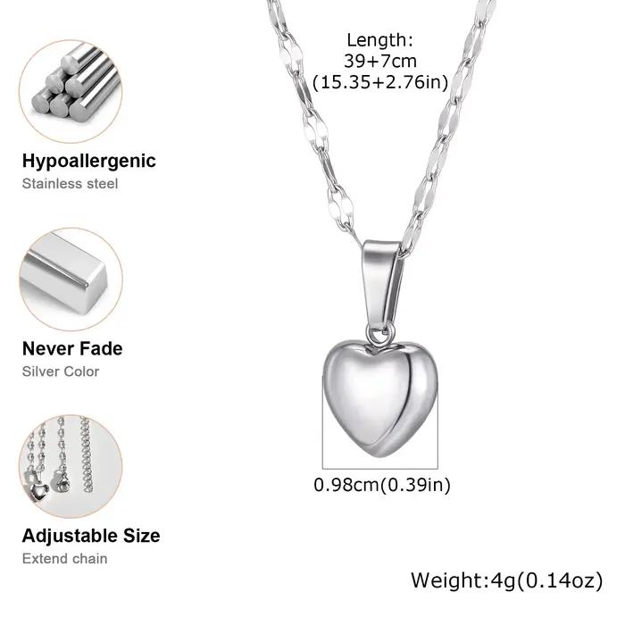 Collier avec pendentif en forme de cœur plaqué or pour femmes