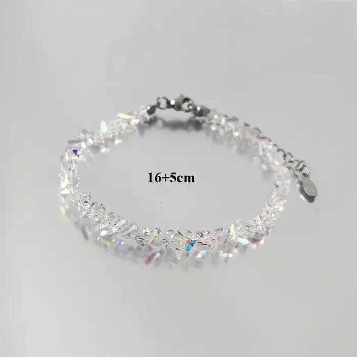 Bracelet de perles irrégulières en cristal Transparent pour femmes, chaîne en verre rose brillant co