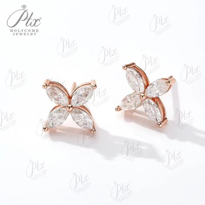Boucles d'oreilles en Moissanite en forme de Marquise