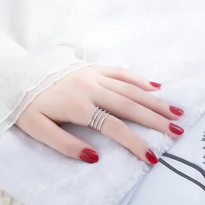 Hyperbole-Bague multicouche en argent regardé 925 pour femme