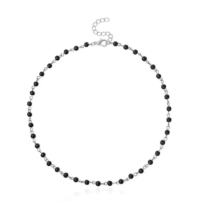 2020 nouveau Design bijoux femme Simple noir blanc collier de perles fait à la main collier ras du cou