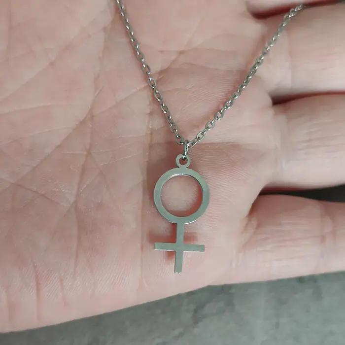 Collier Symbole Venus Bijoux Féminisme Pendentif Argent Sterling Femme Occasions Spéciales Collier Mode Pendentif Geométrique