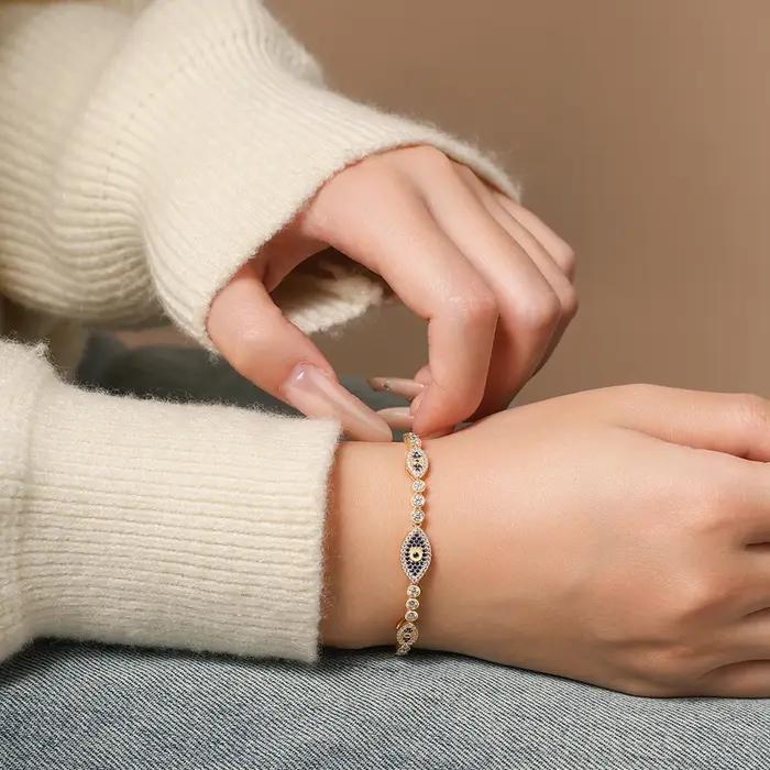 ATTAGEMS – Bracelet à breloques mauvais œil en argent Sterling s925