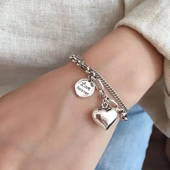 Bracelet Double couche en argent Sterling 925 pour femme