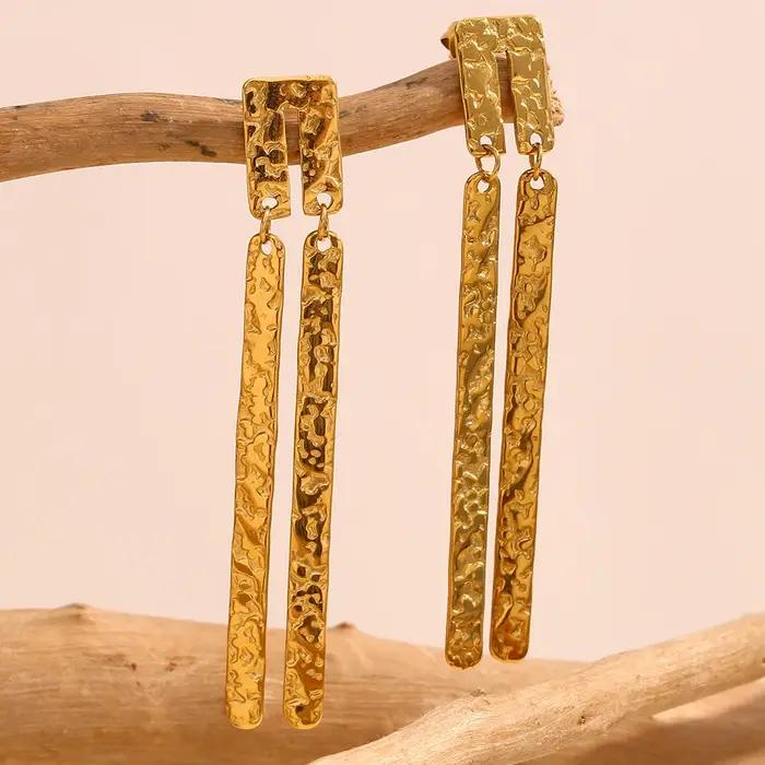 La. Muses – boucles d'oreilles rectangulaires en acier inoxydable pour femmes