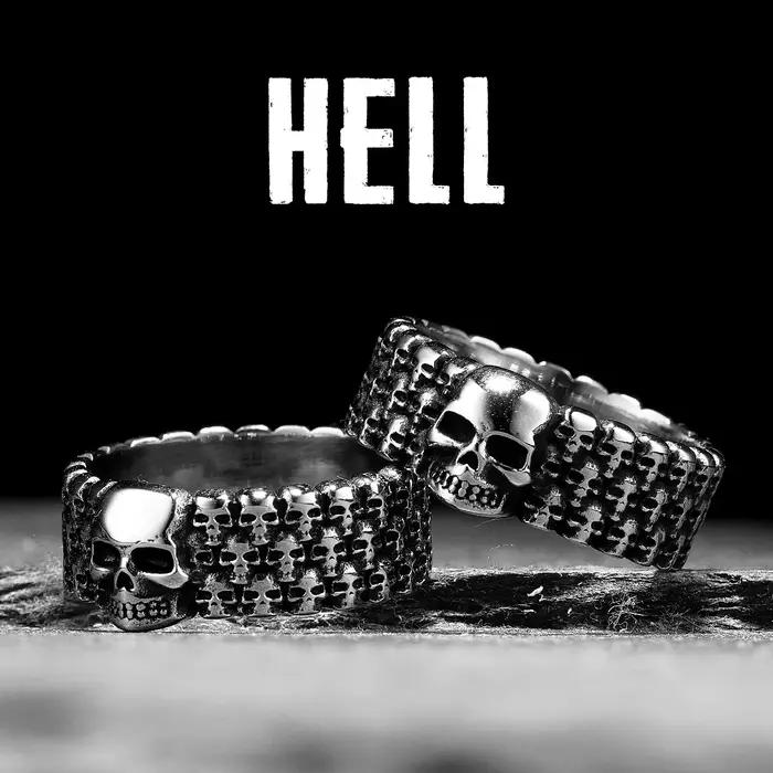 Hell Skull-Bagues en acier inoxydable pour hommes et femmes