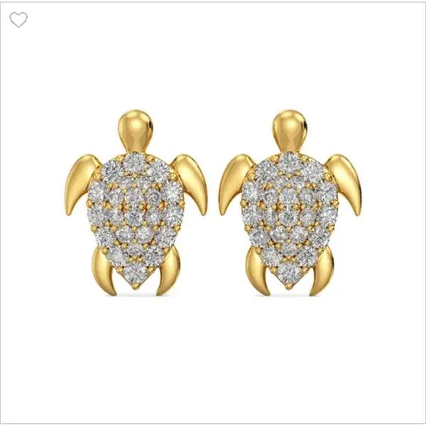 Boucles d'oreilles tortue de mer en cristal blanc pour femmes