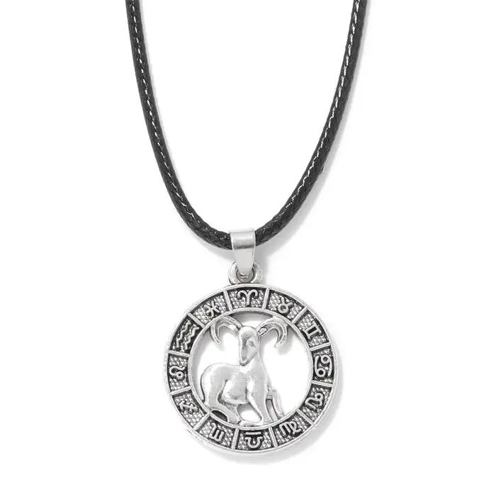 Collier pendentif signe du zodiaque pour hommes et femmes, Constellation, Bélier, Lion, Verseau, Déf
