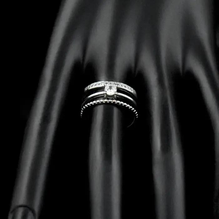 Bague Multicouches en Argent Sterling 925 et Zircon AAA pour Femmes, Style Hiphop/Rock, Redimensionnable, Idéale pour Soirées et Cadeaux Spéciaux