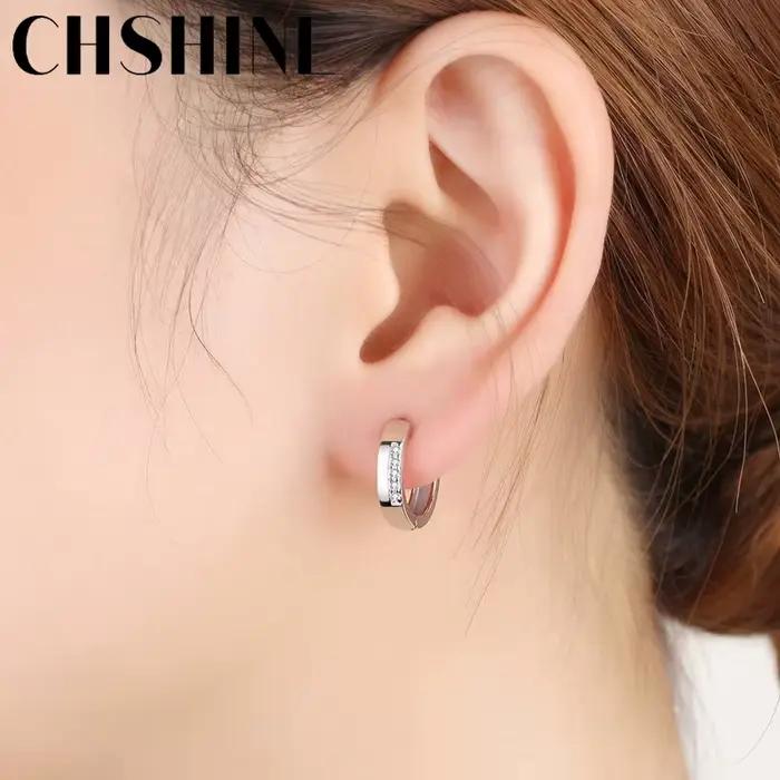CHSHINE 925 en argent Sterling été Simple Zircon boucles d'oreilles pour les femmes de mariage bijoux de mode