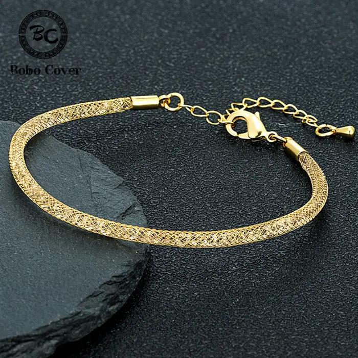 Bracelet ajustable en maille de cristal pour hommes et femmes, plaqué or, acier, noir, rose or, bijou élégant et durable pour couples et amis